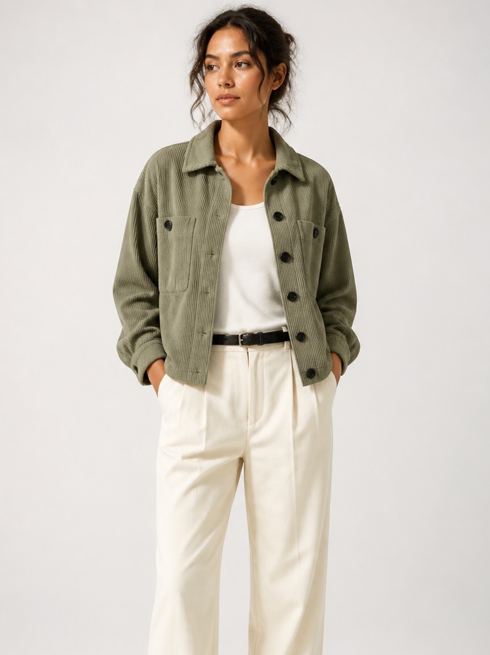 Zara Olive Green Corduroy Jacket